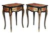 (2) NAPOLEON III STYLE BRASS MARQUETRY SIDE TABLES