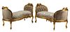 (2) LOUIS XV STYLE GILT & UPHOLSTERED BENCHES