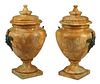 (2) NEOCLASSICAL STYLE MARBLE URNS & COVERS