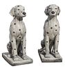 2) CARVED GRANITE & INSET MARBLE SEATED DALMATIANS