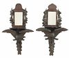 (2) BLACK FOREST STYLE MIRRORED WALL BRACKETS
