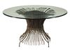 GLASS TOP WROUGHT IRON FOLIATE CENTER TABLE
