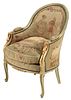 EMPIRE STYLE PARCEL GILT PAINTED TAPESTRY BERGERE