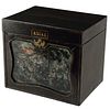 CANTON EXPORT LACQUERED REVERSE PAINTED TEA CADDY