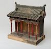 CHINESE PAINTED WOOD MODEL OF A TEMPLE