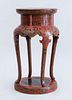 CHINESE INCISED RED LACQUER PEDESTAL