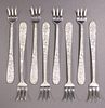 (8) S. KIRK & SON REPOUSSE STERLING OYSTER FORKS