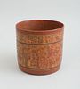MAYAN TYPE FIGURAL DECORATED POTTERY BOWL