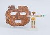 TWO PRE-COLUMBIAN STYLE BONE AND SHELL MOSAIC ITEMS