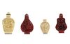 Chinese Carved Resin Snuff Bottles (4), post 1940