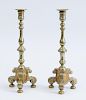 PAIR OF CONTINENTAL BAROQUE BRASS CANDLESTICKS, PROBABLY FLEMISH