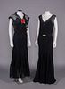 TWO BLACK SILK EVENING DRESSES, EARLY 1930s