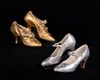 GOLD & SILVER PAINTED KID DANCING SHOES, 1920s