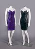 TWO MICHAEL HOBAN LEATHER & SUEDE MINI DRESSES, USA, 1980s