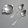 Georg Jensen Dish and Two Silver Serving Spoons