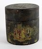 Antique English painted leather button box