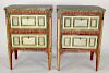Pair of painted 2 drawer chests on legs