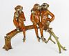 Polychrome bronze sculptural group monkeys