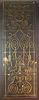 French etched glass music room panel with harp motif
