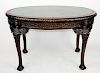 19th century French oak marble top foyer table