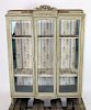 French Louis XVI painted vitrine with ribbon & wreath