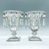 Pair of Heisey Ipswich Candle Centerpiece Vase with Prisms