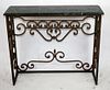 Wrought iron console with marble top