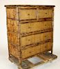 2 over 3 bamboo & rattan chest of drawers