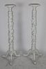 Pair of white carved wooden plant stands