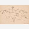  Thomas Hart Benton "Farm Scene, Man Roping Horse" Graphite (ca. 1939-41)
