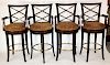 Set of 4 leather & mahogany swivel bar stools