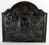 Cast iron fireback with crown