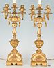 Pair of Gilt Bronze Candelabra, Fitted as Lamps
