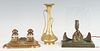 Art Deco Bronze Lamp & Inkwells plus Vase, 3 items