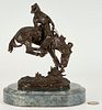 After Remington Bronze Sculpture, Cowboy on Bucking Bronco