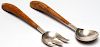 Mexican Sterling Silver & Wood Salad Serving Set