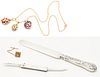 2 Tiffany & Co Knives & 14K Tie Tack + 3 Faberge Style Egg Charms