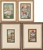 4 Framed Mughal Miniature Paintings