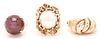 3 Ladies' Yellow Gold Dome Style Rings, Inc. Star Sapphire
