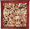 American Crazy Quilt with Pictorial Embroidery, dated 1884