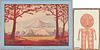Mose Tolliver Small Standing Man & Landscape Paintings (2 pcs)