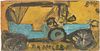 Small Justin McCarthy Folk Art Car Painting On Wood Block, Blue Daimler