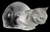 Lalique France Chat Couche Frosted Crystal Sculpture of a Cat