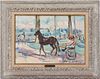 Carlo Cherubini O/C Equestrian Painting, ex-Wally Findlay