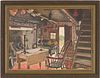 Bernard Gussow Oil Painting, Cabin Interior