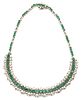 Ladies' Sterling Silver Emerald & Diamond Necklace