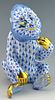  HEREND SIGNED Rare BABOON Blue Fishnet Monkey Figurine ($690 Retail)