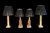 Pair of Contemporary Gilt Rock Crystal Framed Table Lamps