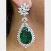Platinum & 18K White Gold AGL Certified Emerald & Diamond Earrings
