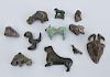 LARGE GROUP OF ANCIENT BRONZE ANIMALS